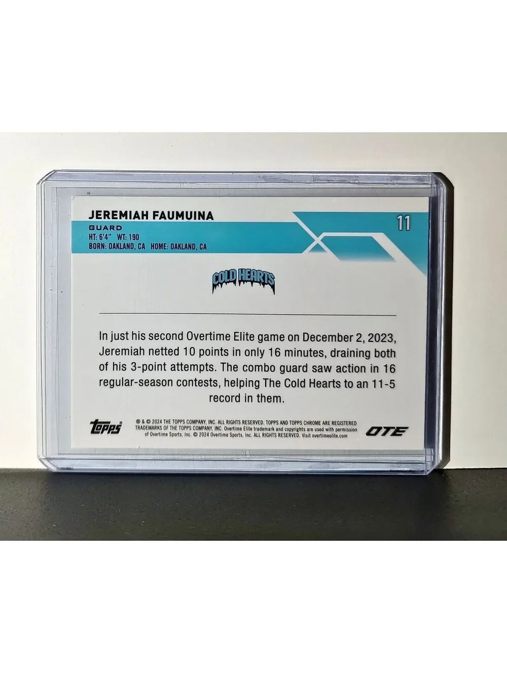 Jeremiah Faumuina 2023-24 Topps Chrome Overtime #11 Card Cold Hearts